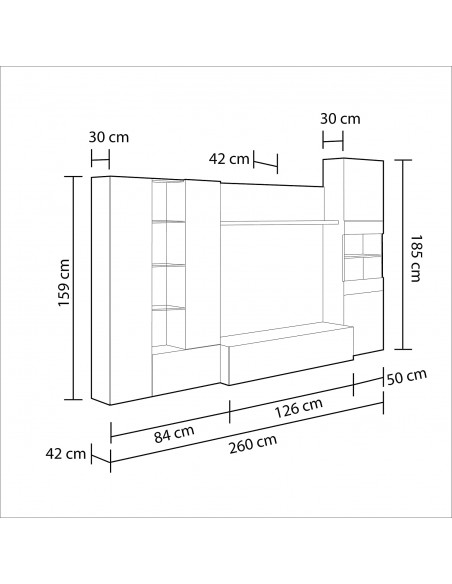 Mueble de Salon Completo 260cm color Cambrian
