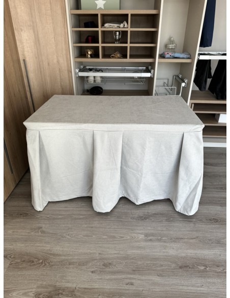 Pack Mesa + Ropa de Mesa Camilla Moderna Antimanchas color Gris Perla