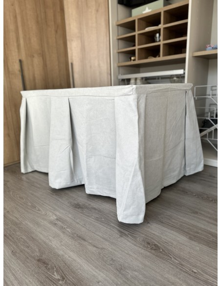 Pack Mesa + Ropa de Mesa Camilla Moderna Antimanchas color Gris Perla