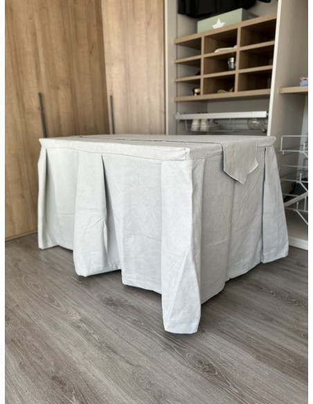 Pack Mesa + Ropa de Mesa Camilla Moderna Antimanchas color Gris Perla con Camino Gris Perla