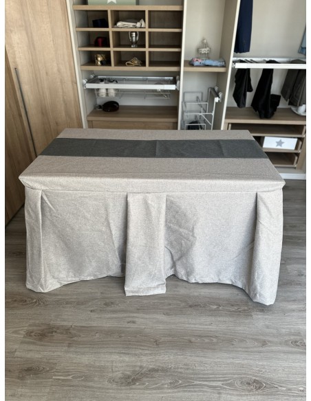 Pack Mesa + Ropa de Mesa Camilla Moderna Antimanchas color Gris Perla con Camino Marengo