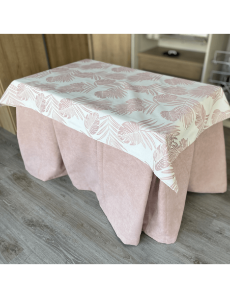 Ropa Antimanchas Aterciopelada Triple Grueso Rosa con Tapete Flor Rosa