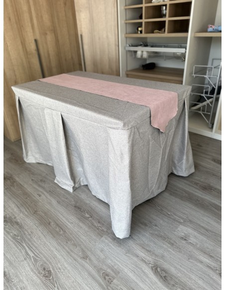 Pack Mesa + Ropa de Mesa Camilla Moderna Antimanchas color Visión con Camino Rosa