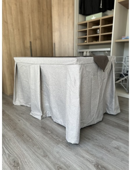 Pack Mesa + Ropa de Mesa Camilla Moderna Antimanchas color Visión con Camino Chocolate