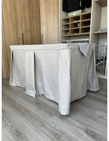 Pack Mesa + Ropa de Mesa Camilla Moderna Antimanchas color Visión con Camino Gris Plata