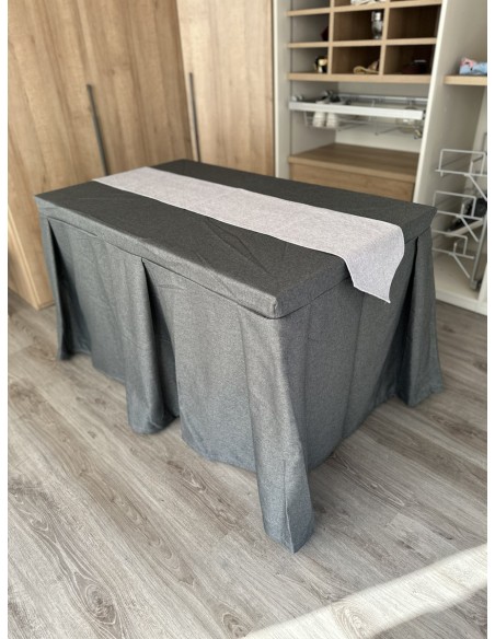 Pack Mesa + Ropa de Mesa Camilla Moderna Antimanchas color Marengo con Camino Gris Perla