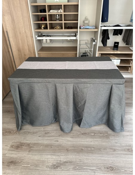 Pack Mesa + Ropa de Mesa Camilla Moderna Antimanchas color Marengo con Camino Gris Perla