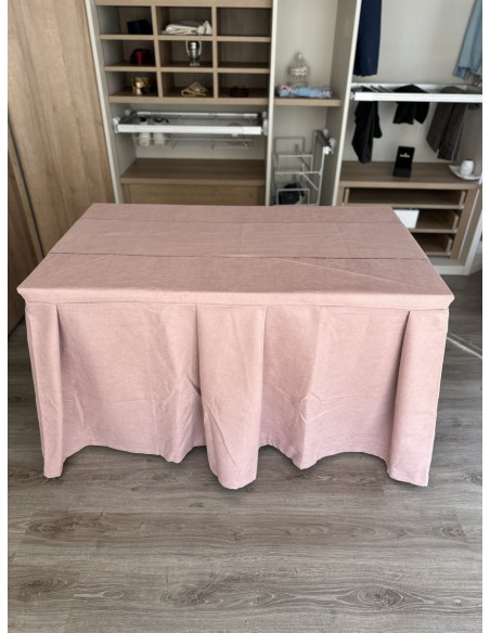 Pack Mesa + Ropa de Mesa Camilla Moderna Antimanchas color Rosa con Camino Rosa