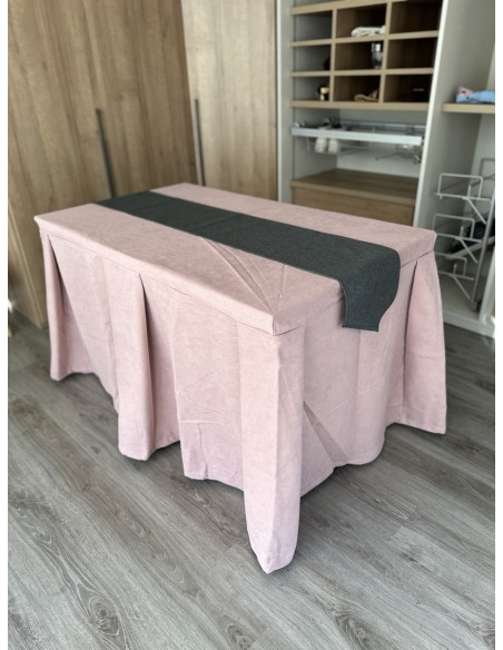 Pack Mesa + Ropa de Mesa Camilla Moderna Antimanchas color Rosa con Camino Marengo