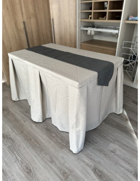 Pack Mesa + Ropa de Mesa Camilla Moderna Antimanchas color Beige con Camino Marengo