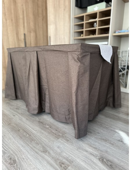 Pack Mesa + Ropa de Mesa Camilla Moderna Antimanchas color Chocolate con Camino Gris Plata