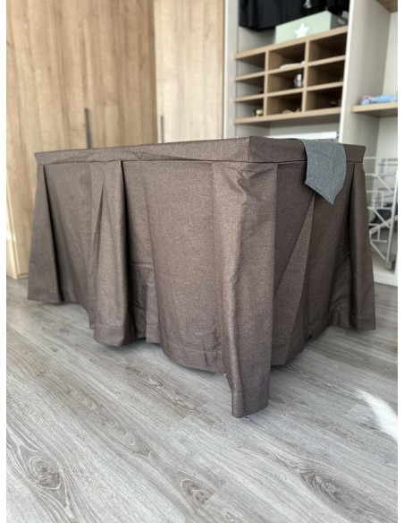 Pack Mesa + Ropa de Mesa Camilla Moderna Antimanchas color Chocolate con Camino Marengo