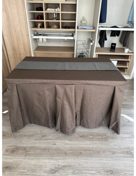 Pack Mesa + Ropa de Mesa Camilla Moderna Antimanchas color Chocolate con Camino Marengo