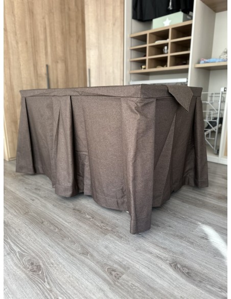 Pack Mesa + Ropa de Mesa Camilla Moderna Antimanchas color Chocolate con Camino Chocolate