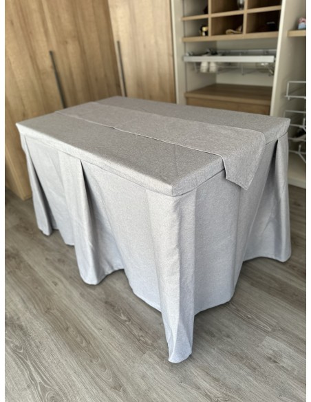 Pack Mesa + Ropa de Mesa Camilla Moderna Antimanchas color Gris Plata con Camino Gris Plata