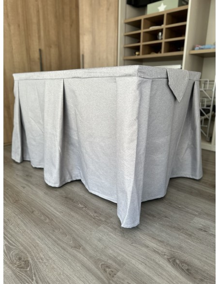 Pack Mesa + Ropa de Mesa Camilla Moderna Antimanchas color Gris Plata con Camino Gris Plata
