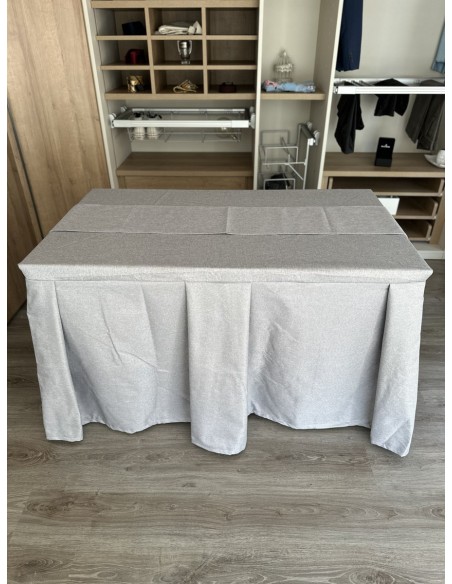 Pack Mesa + Ropa de Mesa Camilla Moderna Antimanchas color Gris Plata con Camino Gris Plata