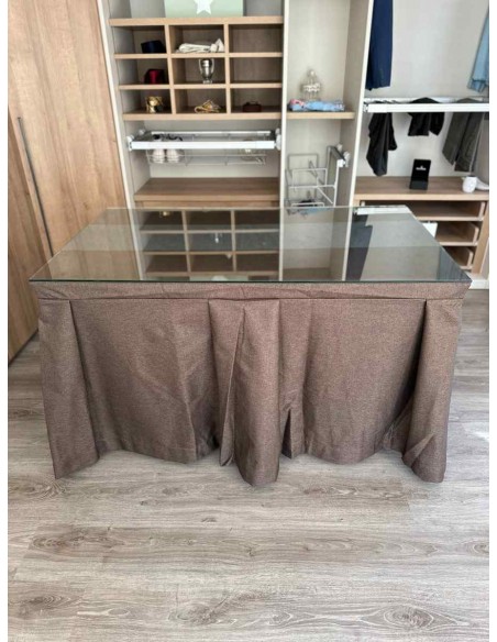 Ropa de Mesa Camilla Moderna Antimanchas color Chocolate con Camino Marengo