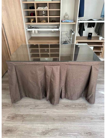 Ropa de Mesa Camilla Moderna Antimanchas color Chocolate con Camino Chocolate