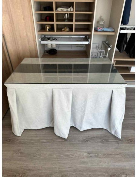 Ropa de Mesa Camilla Moderna Antimanchas color Gris Perla con Camino Marengo