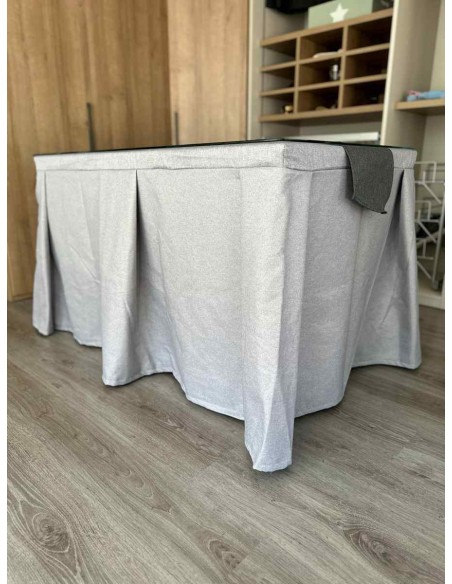 Ropa de Mesa Camilla Moderna Antimanchas color Gris Plata con Camino Marengo