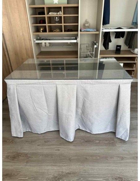 Ropa de Mesa Camilla Moderna Antimanchas color Gris Plata con Camino Marengo