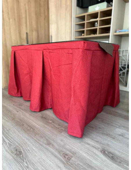 Ropa de Mesa Camilla Moderna Antimanchas color Rojo con Camino Chocolate