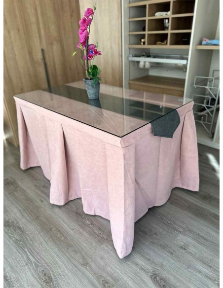 Ropa de Mesa Camilla Moderna Antimanchas color Rosa con Camino Marengo