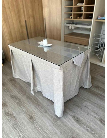 Ropa de Mesa Camilla Moderna Antimanchas color Visión con Camino Gris Plata