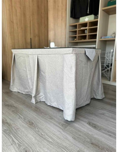 Ropa de Mesa Camilla Moderna Antimanchas color Visión con Camino Gris Plata