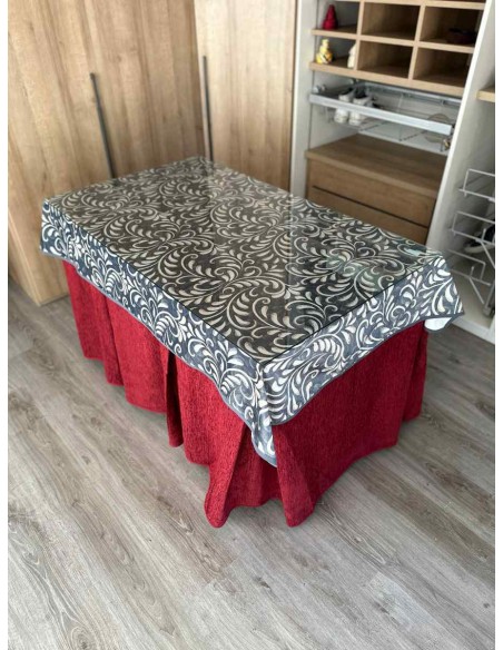 Ropa Chenilla 8 Pliegues color Rojo con Tapete Nature