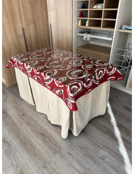 Conjunto Ropa Chenilla 8 Pliegues color Beige con Tapete Eclipse