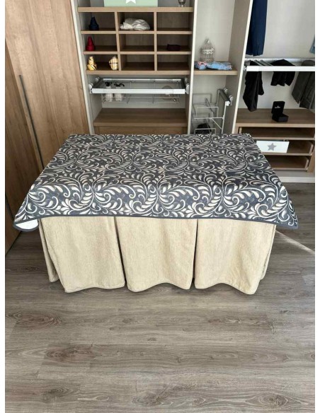 Conjunto Ropa Chenilla 8 Pliegues color Beige con Tapete Nature