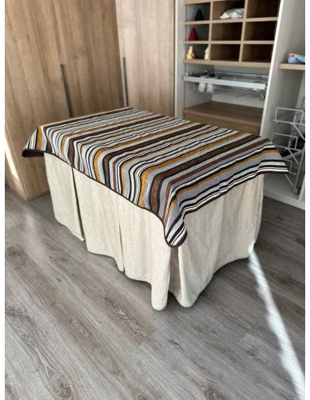 Conjunto Ropa Chenilla 8 Pliegues color Beige con Tapete Otoño