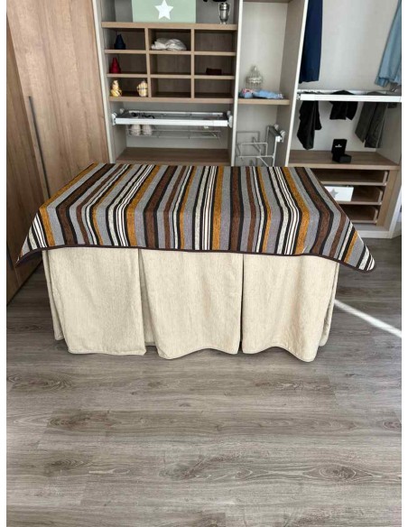 Conjunto Ropa Chenilla 8 Pliegues color Beige con Tapete Otoño