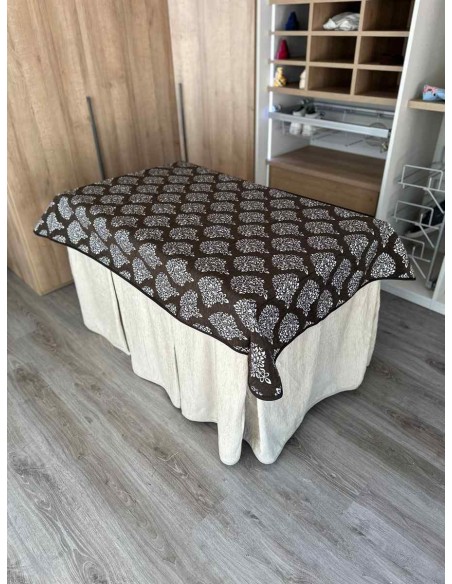 Conjunto Ropa Chenilla 8 Pliegues color Beige con Tapete Acebo