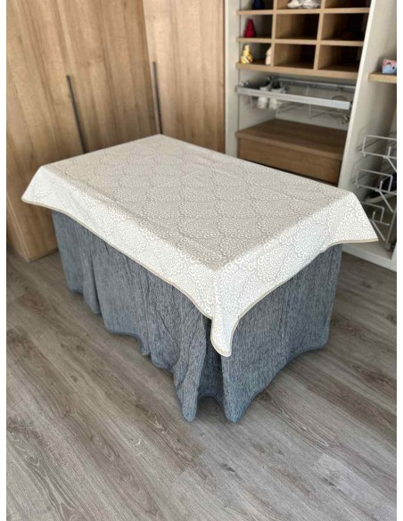 Conjunto Ropa Chenilla 8 Pliegues color Gris con Tapete Sol