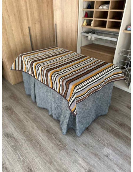 Conjunto Ropa Chenilla 8 Pliegues color Gris con Tapete Otoño