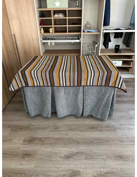 Conjunto Ropa Chenilla 8 Pliegues color Gris con Tapete Otoño