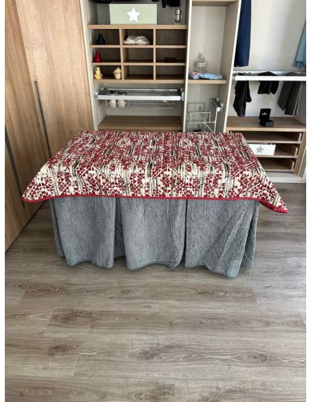 Conjunto Ropa Chenilla 8 Pliegues color Gris con Tapete Mosaico