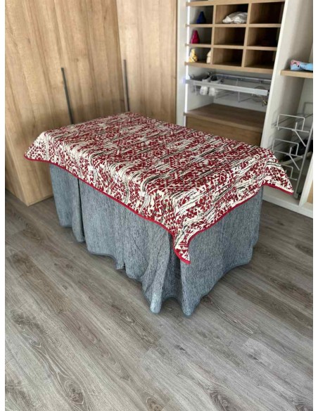 Conjunto Ropa Chenilla 8 Pliegues color Gris con Tapete Mosaico