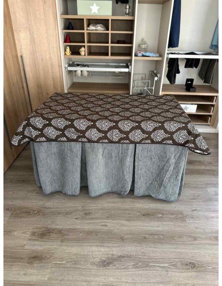 Conjunto Ropa Chenilla 8 Pliegues color Gris con Tapete Acebo