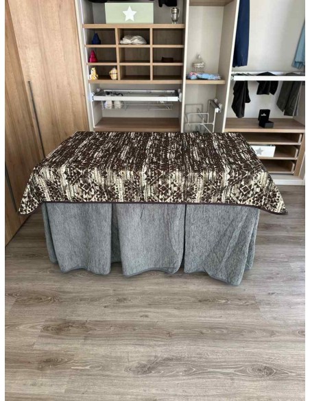 Conjunto Ropa Chenilla 8 Pliegues color Gris con Tapete Tiramisu