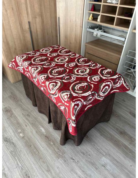 Conjunto Ropa Chenilla 8 Pliegues color Chocolate con Tapete Eclipse