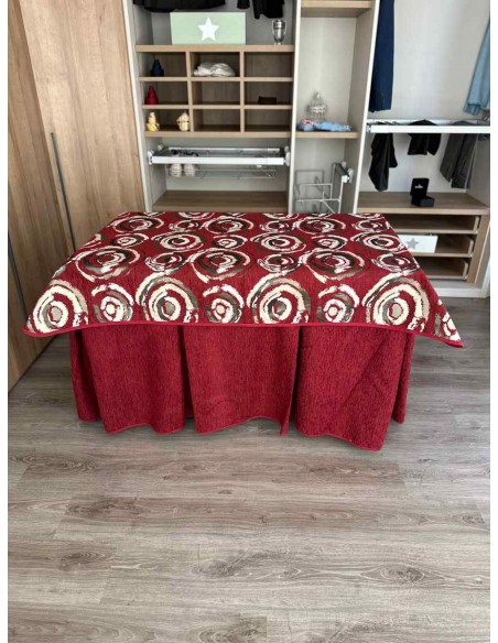 Conjunto Ropa Chenilla 8 Pliegues color Rojo con Tapete Eclipse