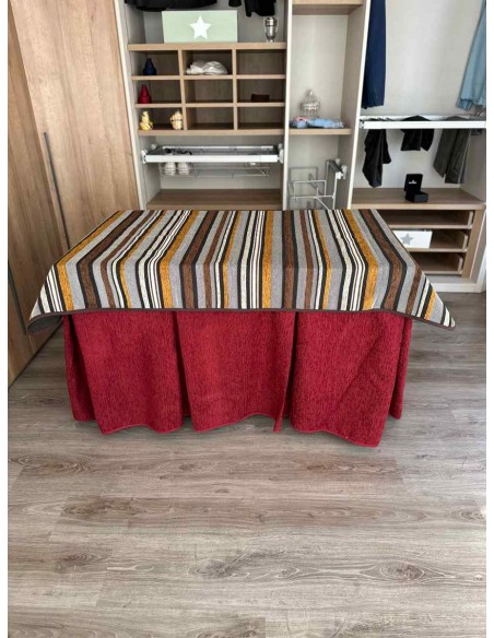 Conjunto Ropa Chenilla 8 Pliegues color Rojo con Tapete Otoño