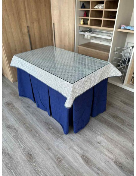 Ropa Doble Grueso 10 Pliegues Azul con Tapete Rombos