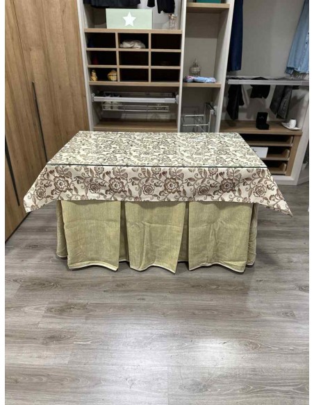 Ropa Doble Grueso 10 Pliegues Beige con Tapete Planta