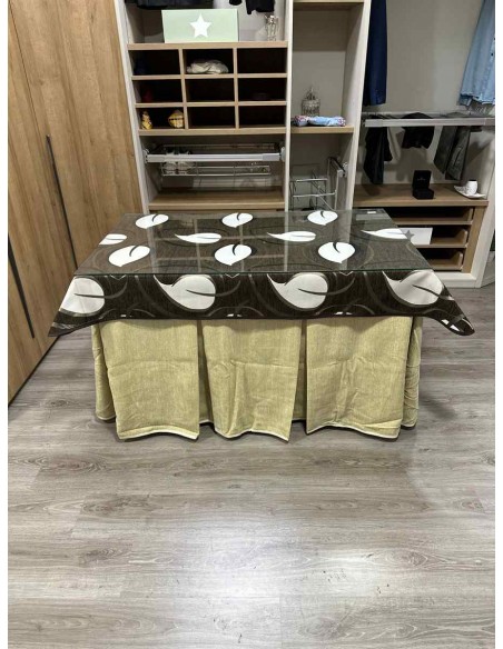 Ropa Doble Grueso 10 Pliegues Beige con Tapete Hojas