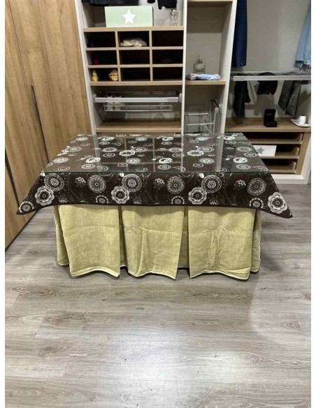 Ropa Doble Grueso 10 Pliegues Beige con Tapete Mandala